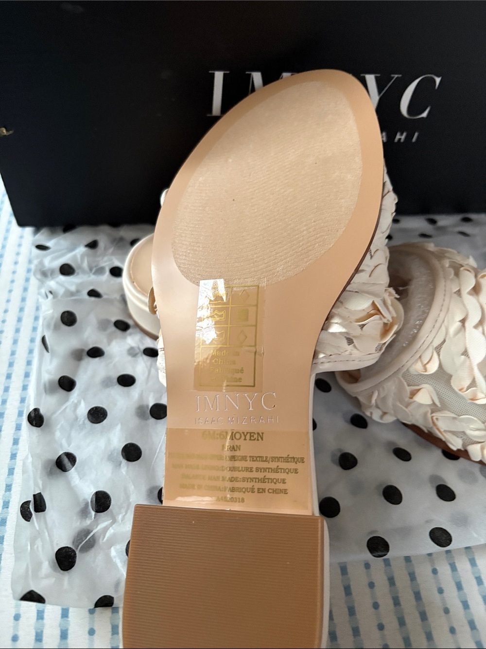 Isaac Mizrahi Cream Floral Applique Slide Mules, size 6. - Picture 5 of 7